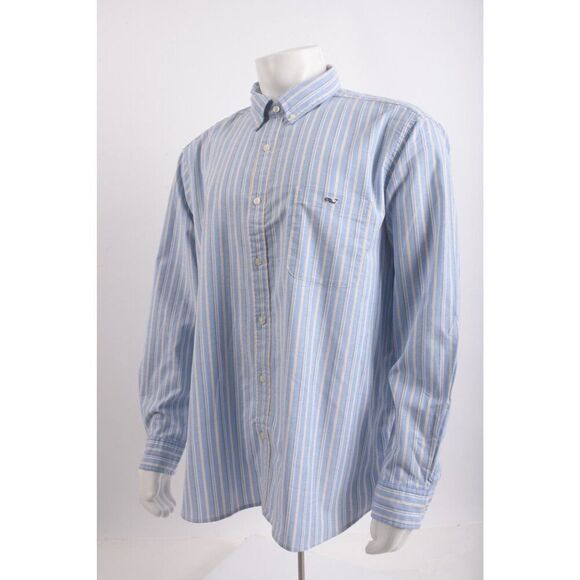 Vineyard Vines Mens Oxford Shirt stretch Classic Fit XXL Hull Blue striped NWT - Picture 3 of 6